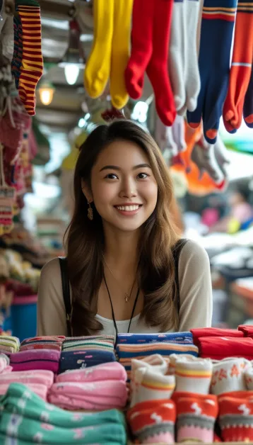 ถุงเท้าสำหรับขายส่ง ราคาถูกจากโรงงาน ส่งตรงถึงตราด สินค้าคุณภาพดี เหมาะสำหรับขายต่อ ชั้นจัดวางถุงเท้ จังหวัดตราด