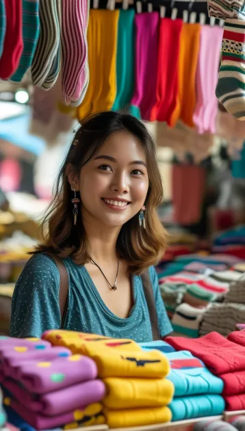 ถุงเท้าขายส่งราคาถูก จากโรงงานโดยตรง พร้อมบริการจัดส่งถึงภูเก็ต รวดเร็วทันใจ เหมาะสำหรับร้านค้าท้องถิ่น ชั้นจัดวางถุงเท้ จังหวัดภูเก็ต